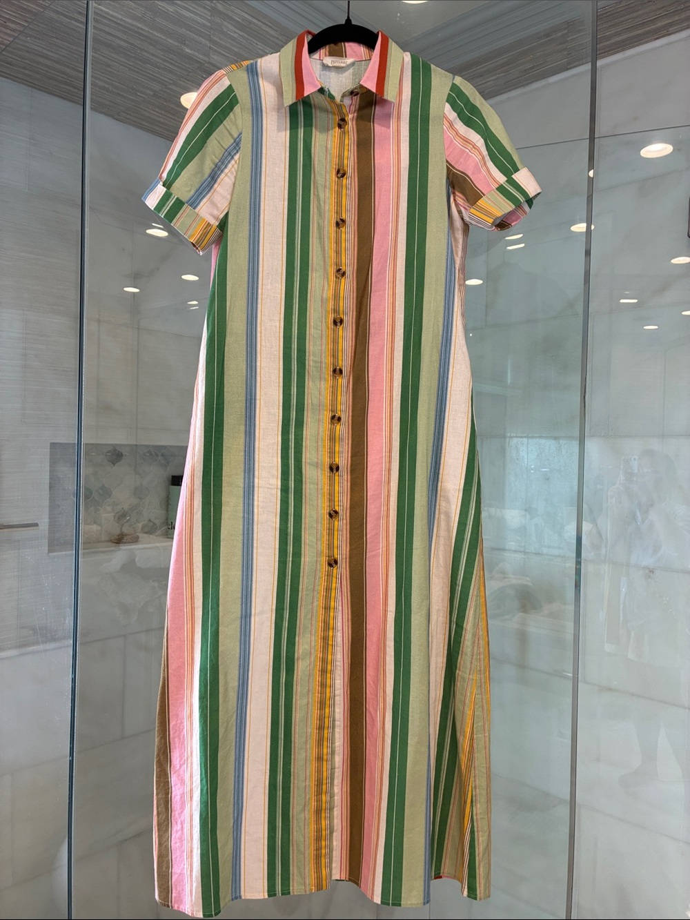PARTERRE Banks Dress in Dolce Stripe Iridian